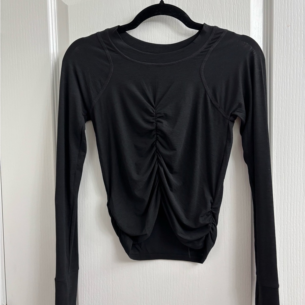 Free People Movement Black Tempo Ruched long sleeve
